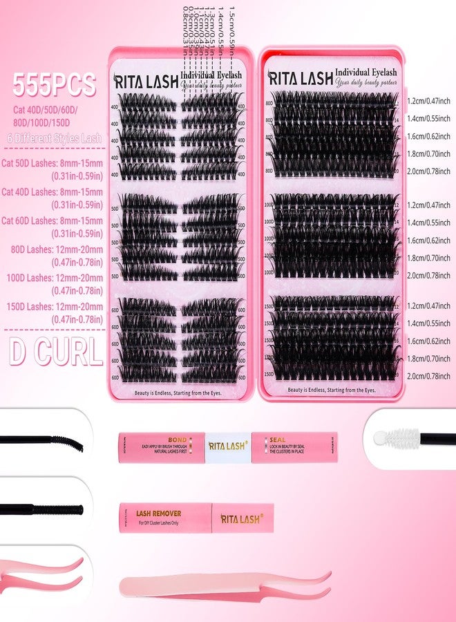 RITALASH Lash Clusters Kit Eyelash Clusters Kit Cat Eye Lashes Clusters Lash Extension Kit Cluster Eyelash Extensions Pestañas Postizas Naturales with Lash Bond&Seal,Remover,Lash Tweezers(Cat Eye Lash Kit) - Image 5